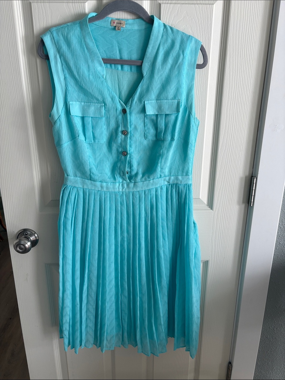 Vintage Daniel Cremieux Sleeveless Turquoise Pleated Midi Dress